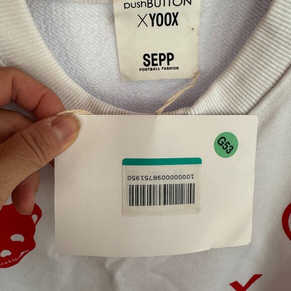 pushBUTTON YOOX White Soccer Sweatshirt Unisex Small - Picture 3 of 5